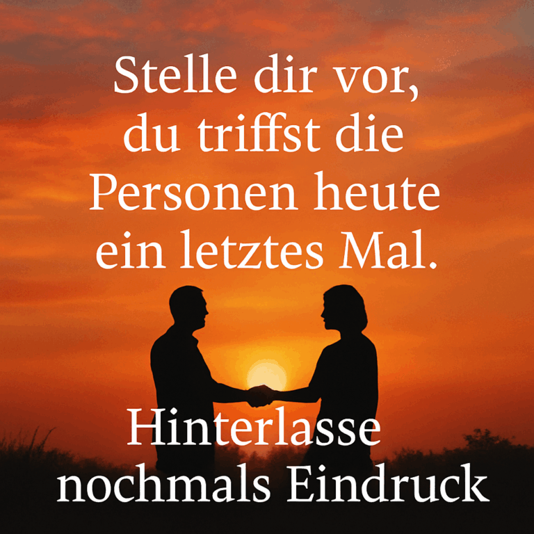 Stelle dir vor, du triffst die Personen heute ein letztes Mal. Hinterlasse nochmals Eindruck